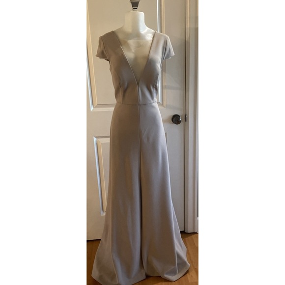 Jenny Yoo Collection Cara Cap Sleeve Plunging Bridesmaid Gown Maxi Size 12 - Picture 3 of 16
